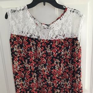Floral and lace tank